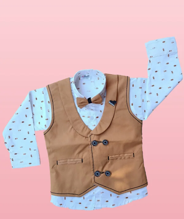 Baby Boy Party Wear baby boys brown jacket waistcoat baby boy clothes