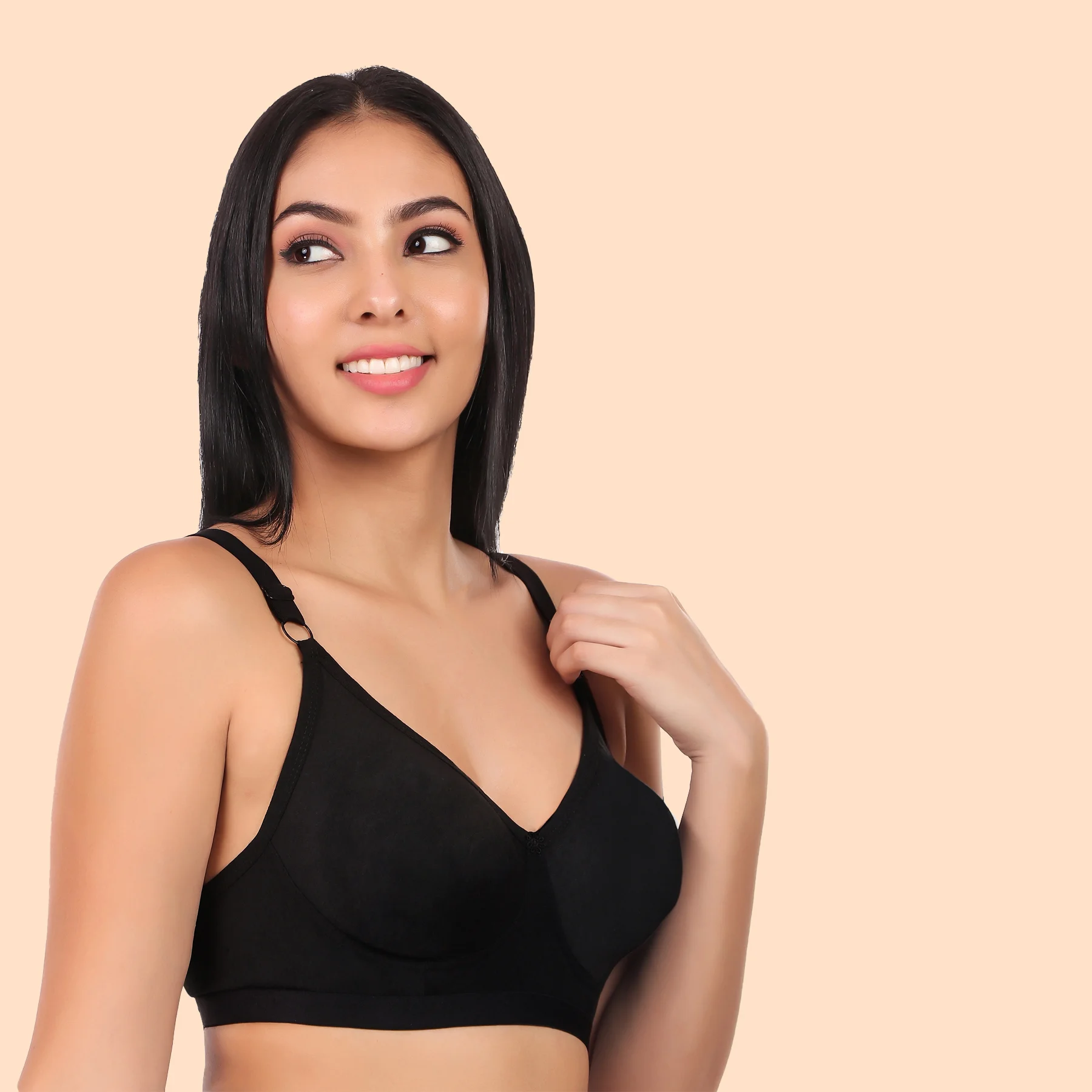 Non-Padded Non-Wired Full Figure Cami Bra in Back - Cotton Rich