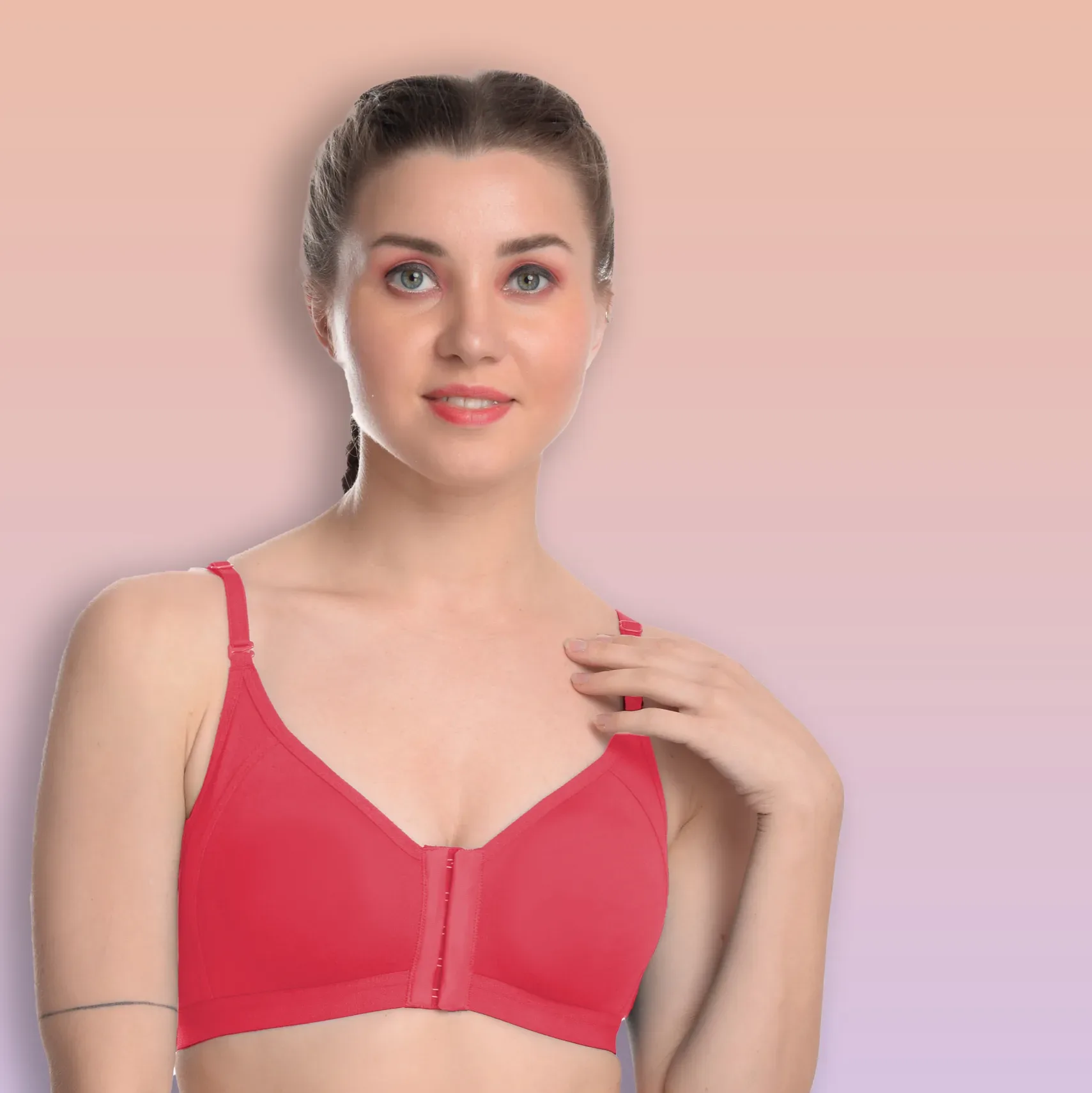 Hosiery Non Padded Front Open Bra, Assorted, Plain at Rs 85/piece
