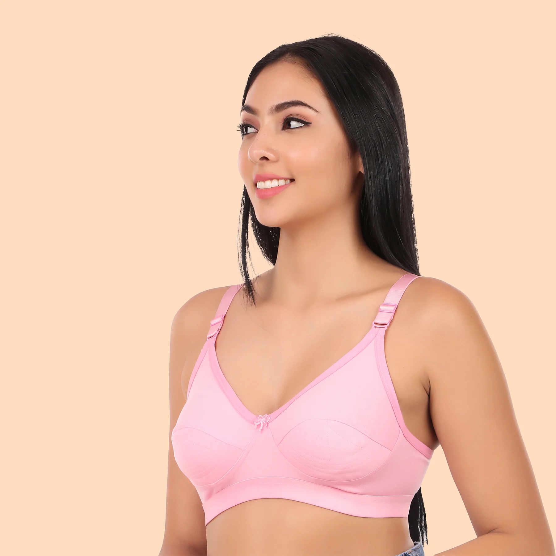 Full Coverage Non-Padded Non-Wired Bra - Pink - Clothonics