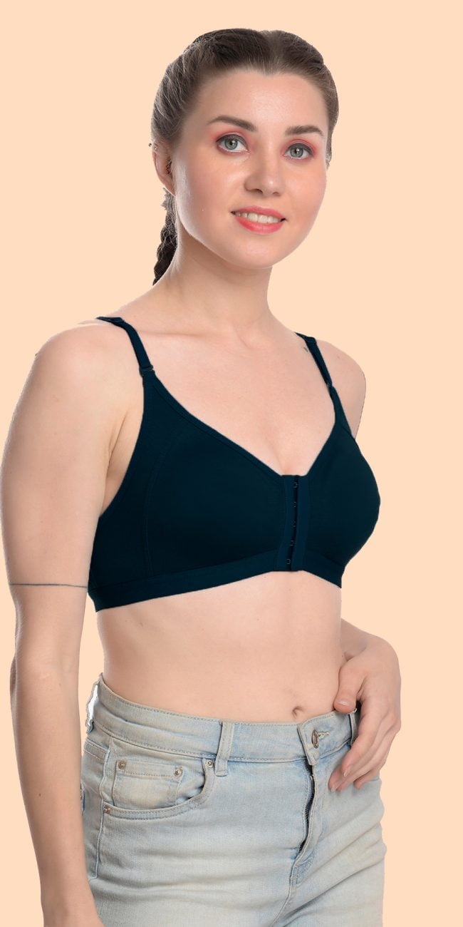 Women front open bra black bra seamless bra Side