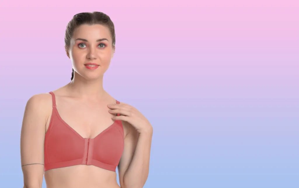 Front Open bra peach color Seamless front open bra for women cotton bra non-padded bra