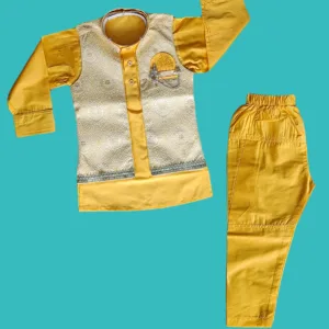 baby boys kurta pajama set for party wear yellow