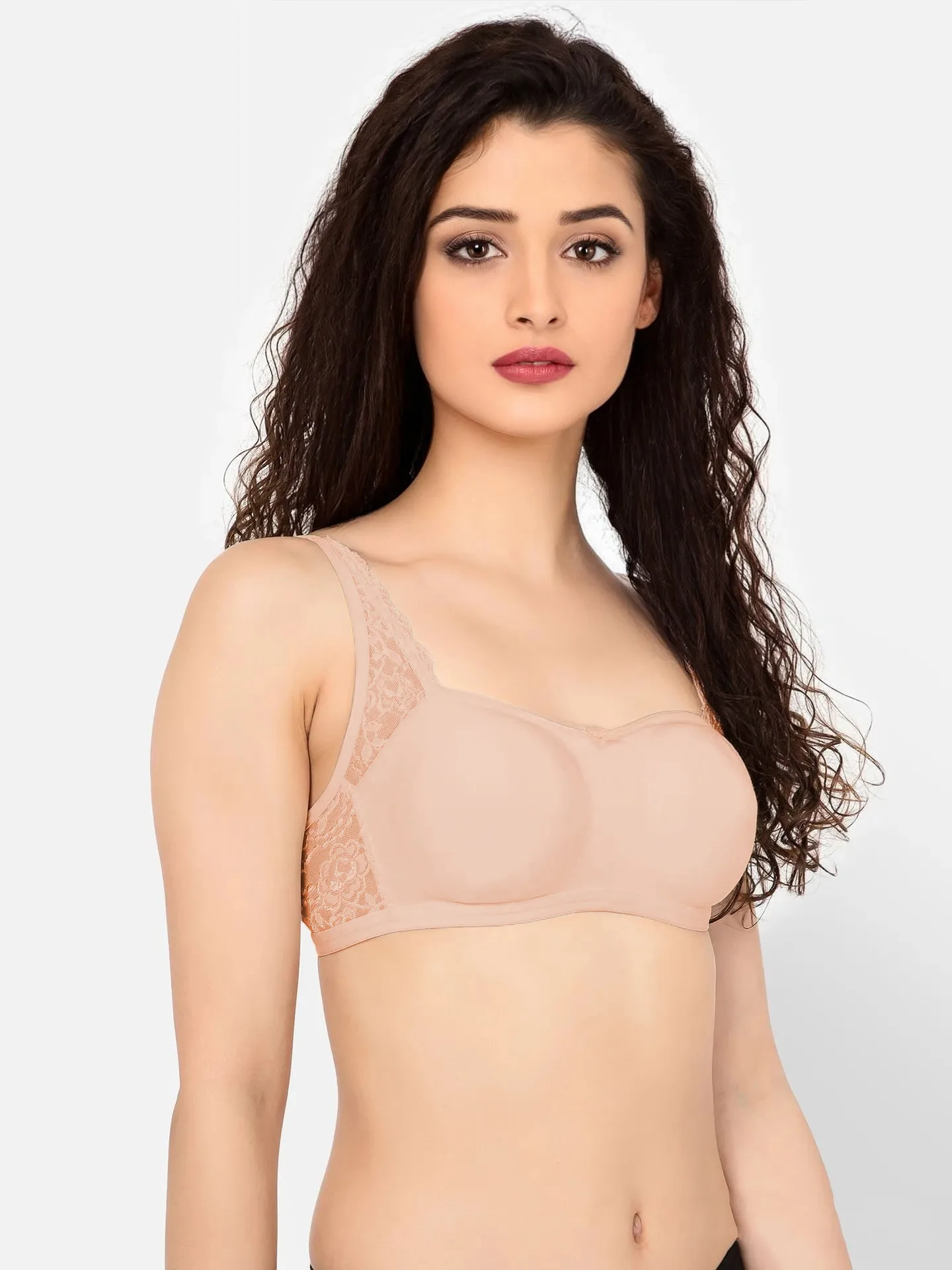 Non-Padded Non-Wired Full Coverage Spacer Cup Bra in Light Pink