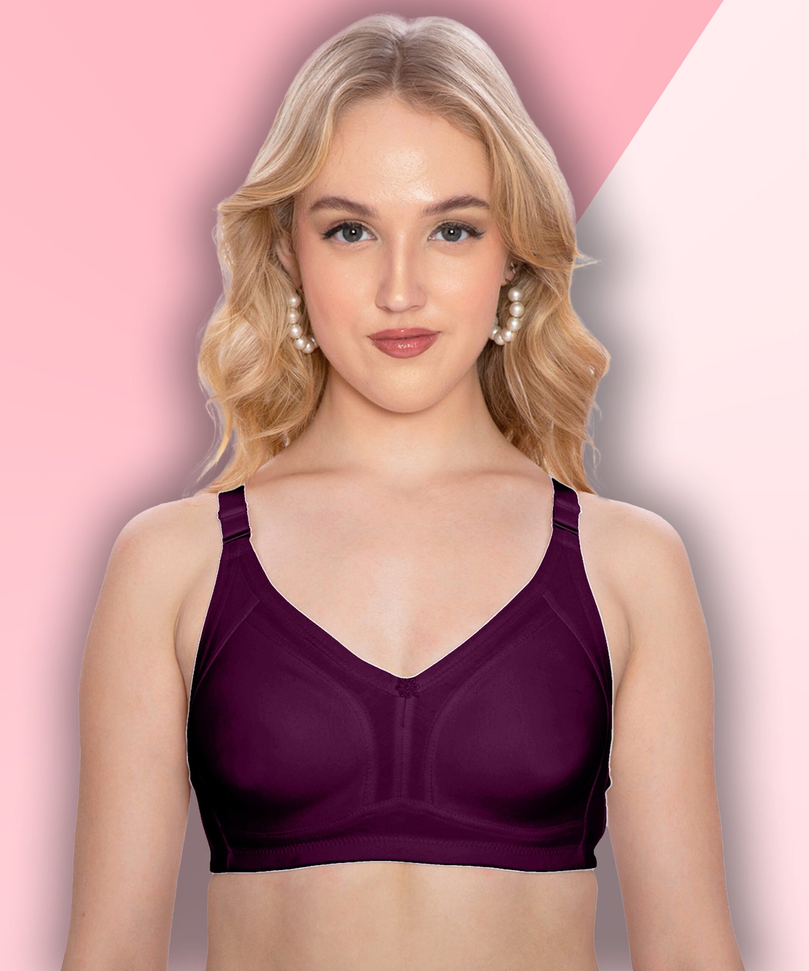 Full-Coverage Seamless M-Frame Cotton Rich Bra | Non-Padded & Non-Wired for All-Day Comfort Purple Bra 1 purple bra for women full coverage