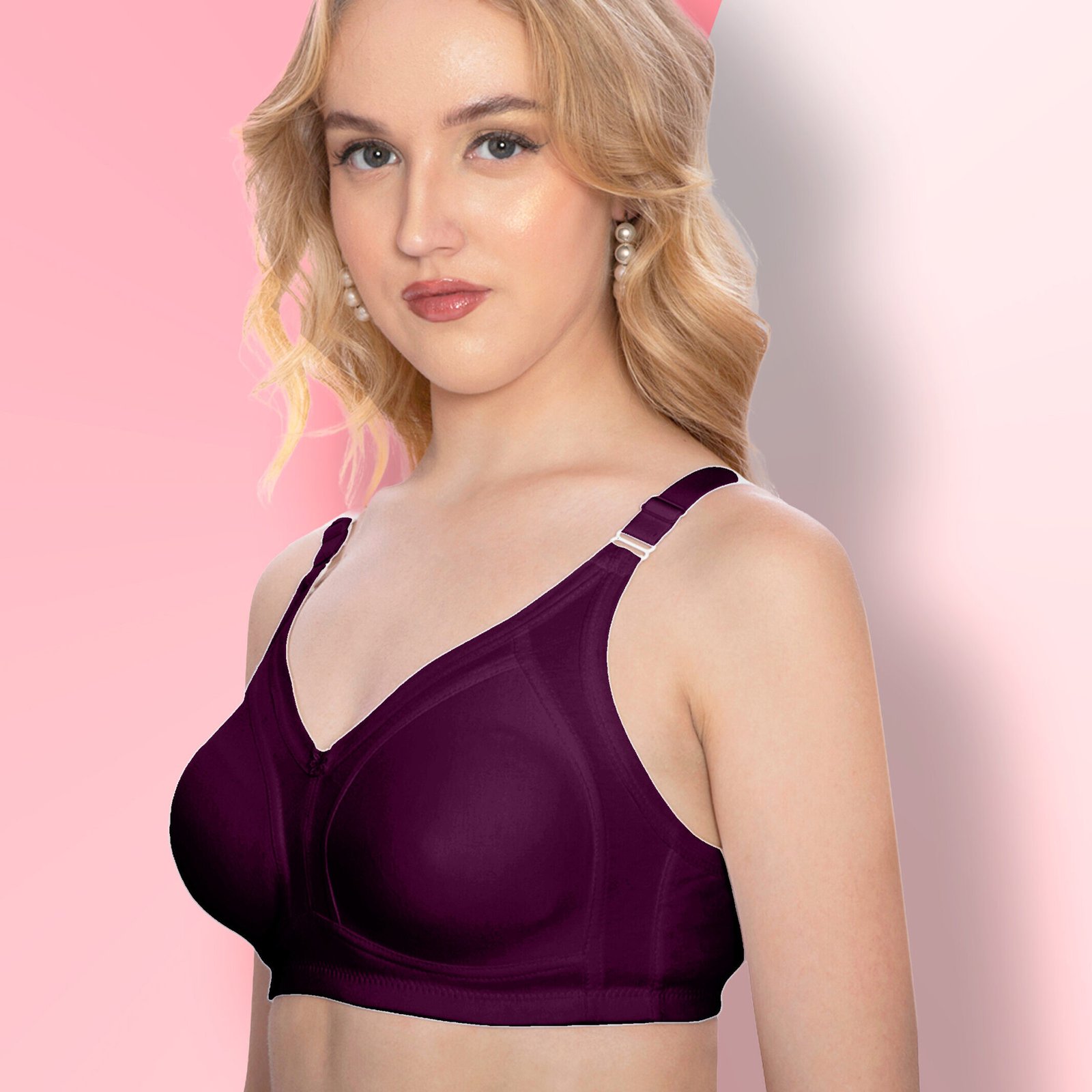 Full-Coverage Seamless M-Frame Cotton Rich Bra | Non-Padded & Non-Wired for All-Day Comfort Purple Bra 2 Full-Coverage Seamless M-Frame Cotton Rich Bra | Non-Padded & Non-Wired for All-Day Comfort Purple Bra - Image 2