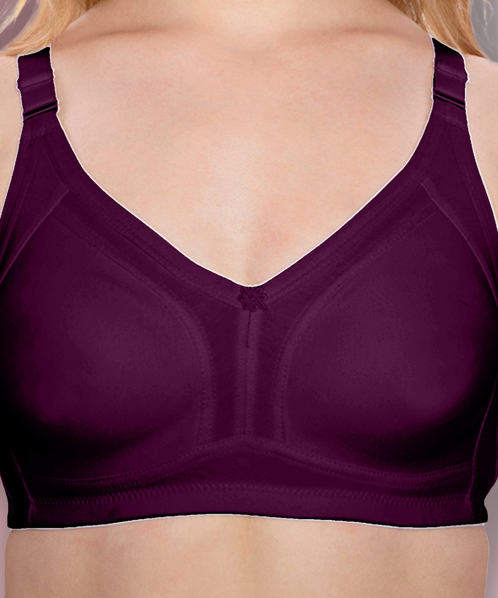 Full-Coverage Seamless M-Frame Cotton Rich Bra | Non-Padded & Non-Wired for All-Day Comfort Purple Bra 4 Purple bra for women full coverage