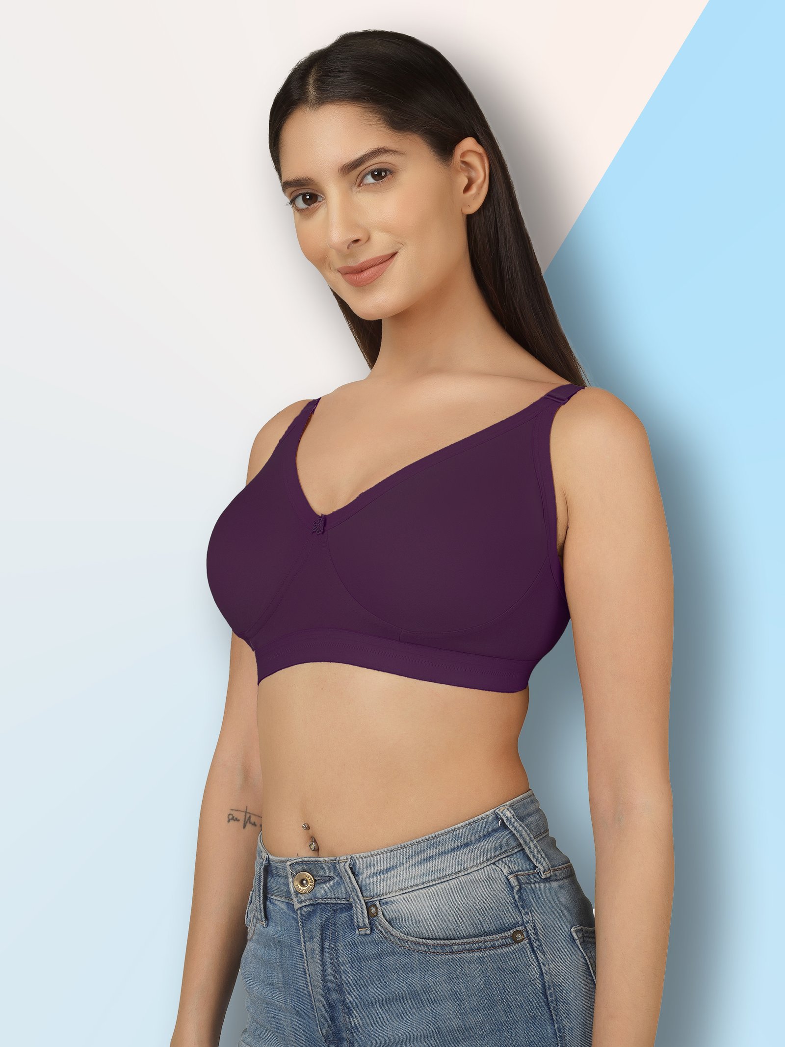 Clothonics Full Coverage T-Shirt Bra - Wine 1 Full Coverage T-Shirt Bra for women beige color