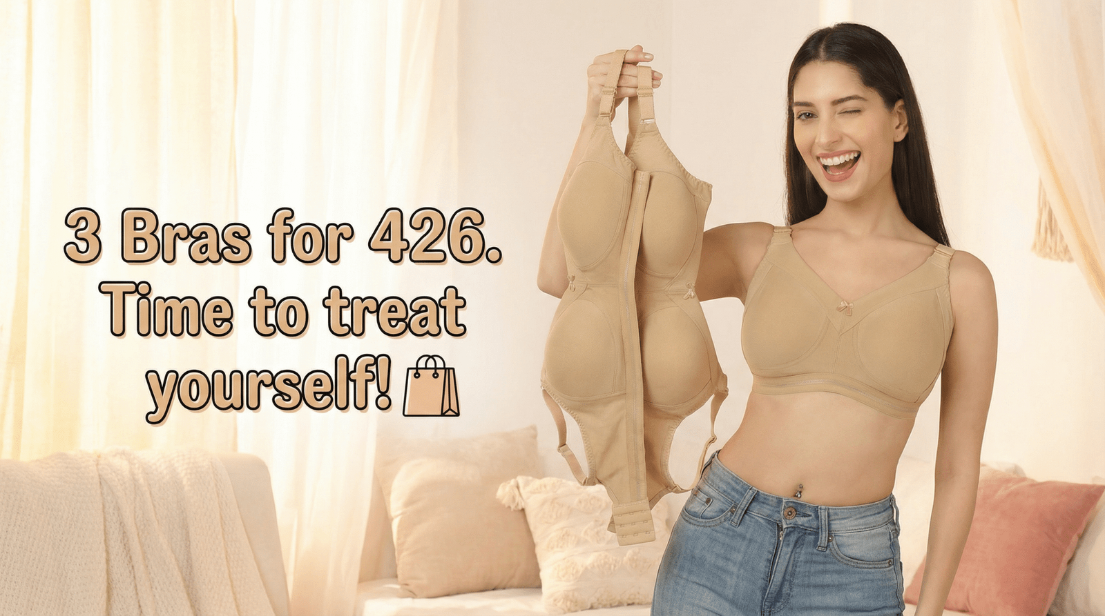 beige full coverage bra